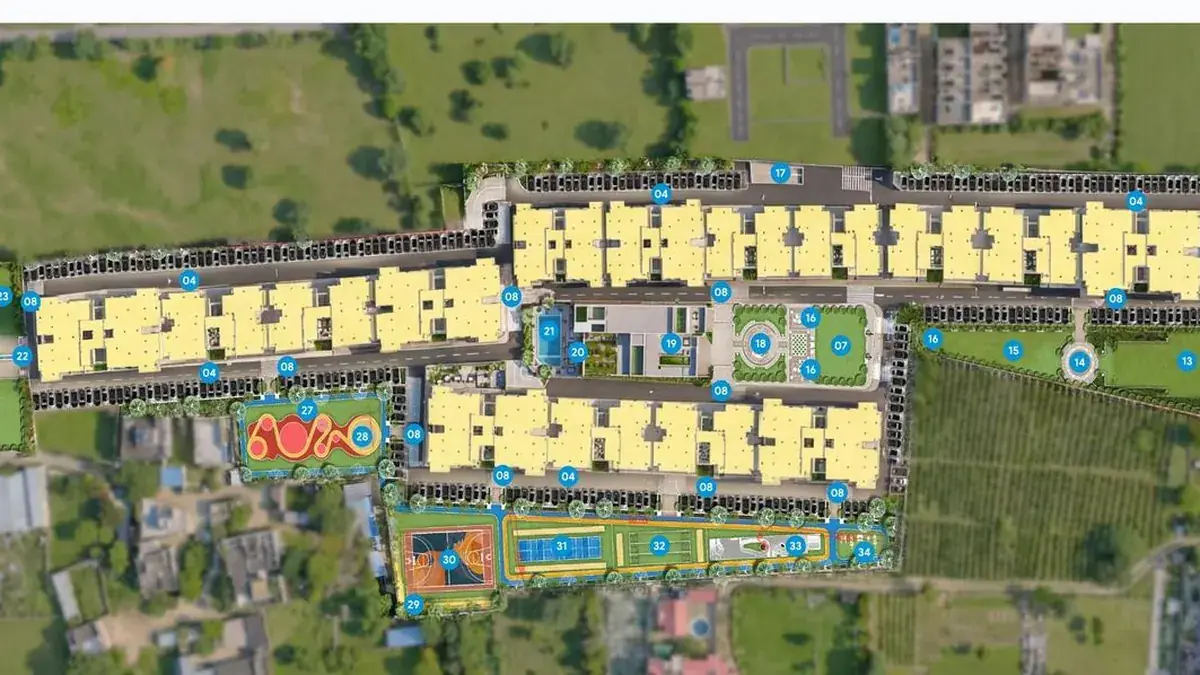 Aerial visual of the Ajmer Road Luxury Residences township layout, Jaipur