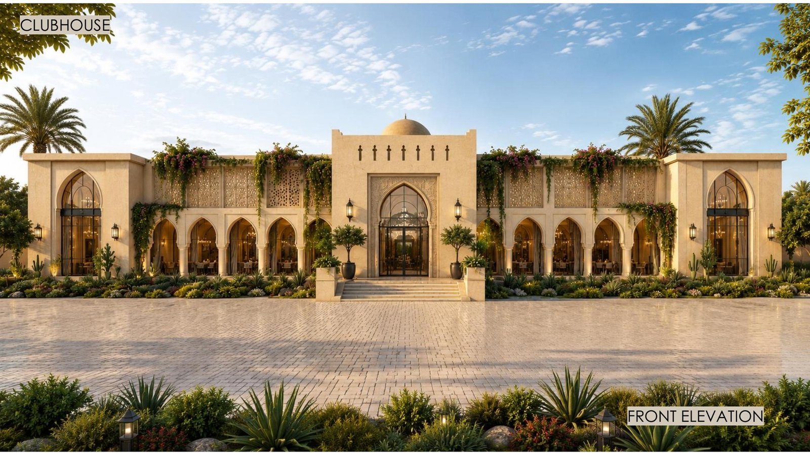 Clubhouse front elevation at Exclusive Farmhouse Plots in Jaipur