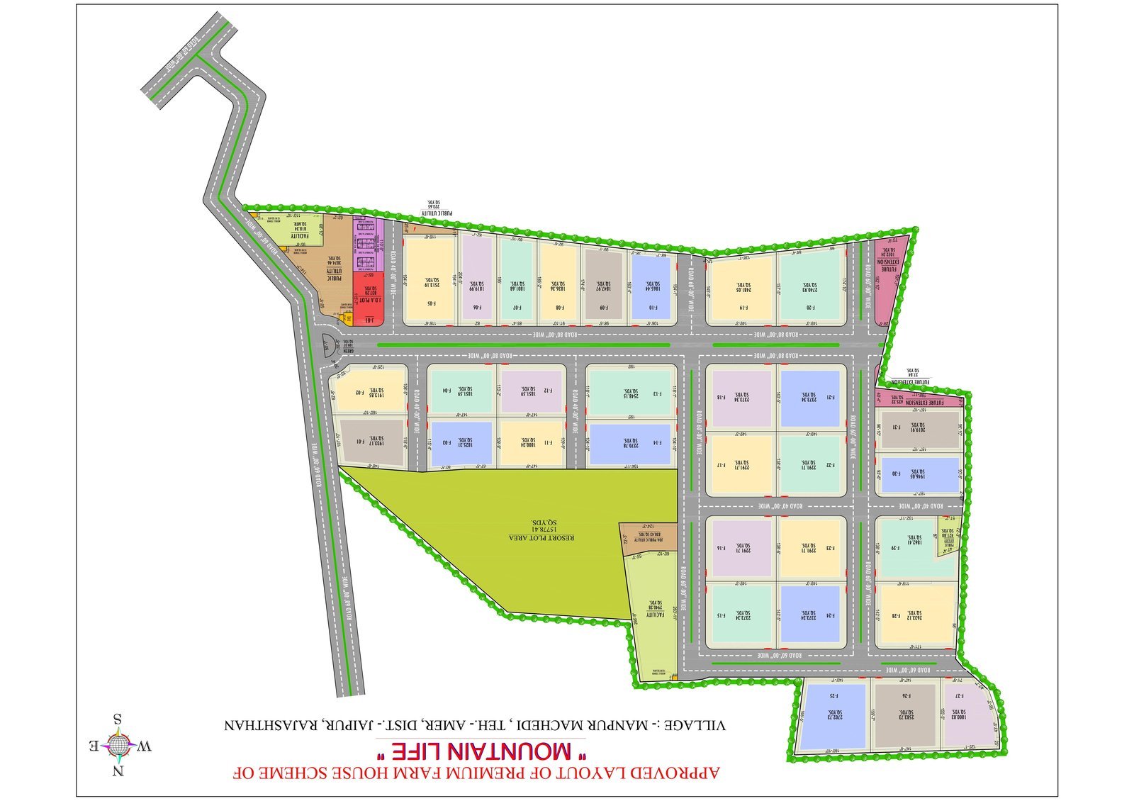 Approved JDA layout plan of Exclusive Farmhouse Plots in Jaipur